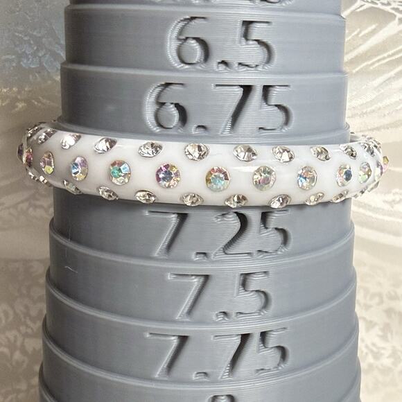 Vintage White AB Rhinestone & Black Rhinestone Acrylic Bangle Bracelets Set Of 2 - Picture 8 of 9